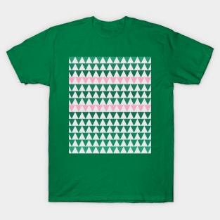 Green Gradient and Pink Shades Zig Zag Design T-Shirt